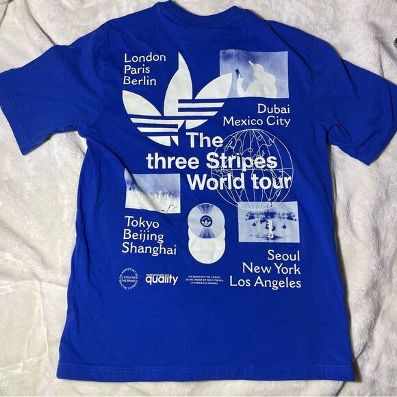 Adidas Originals Trefoil Blue Short Sleeve Graphic Tee - Picture 3 of 9